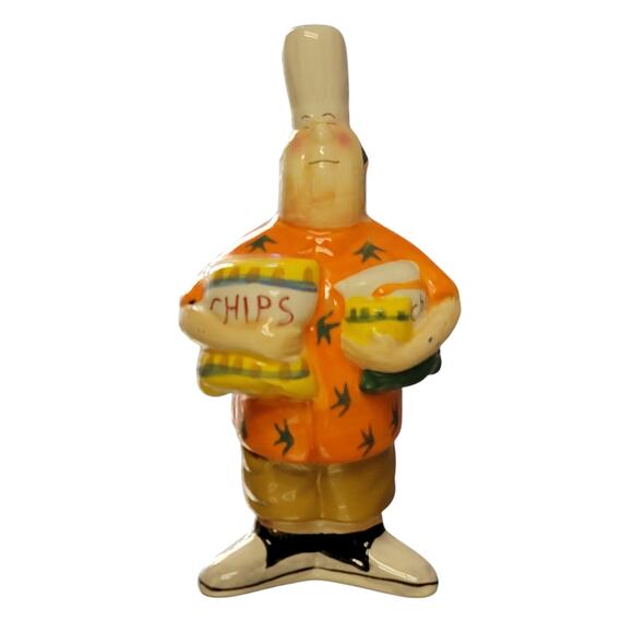 Tracy Flickinger Masters of the Grill‎ Pepper Shaker Chips Chef BBQ Dad Ceramic - Picture 1 of 9